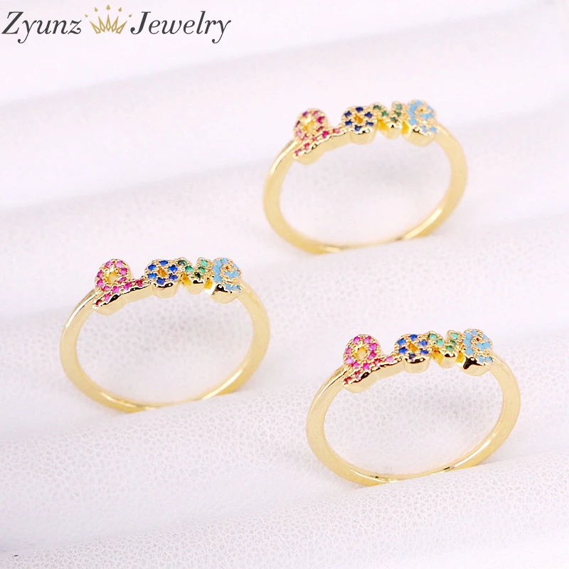 10PCS, Multi Color CZ Micro Pave Love Letter Ring for Women Cubic Zirconia Rainbow Rings Girls Party Wedding Jewelry
10PCS, Multi Color CZ Micro Pave Love Letter Ring for Women Cubic Zirconia Rainbow Rings Girls Party Wedding Jewelry
