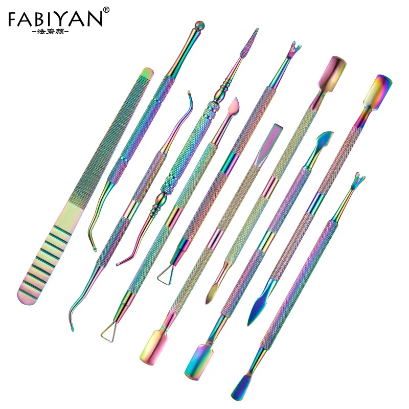 

Stainless Steel 11 Style Cuticle Pusher Spoon Nail Art UV Gel Polish Remove Dead Skin Groove Clean Pedicure Manicure Care Tool