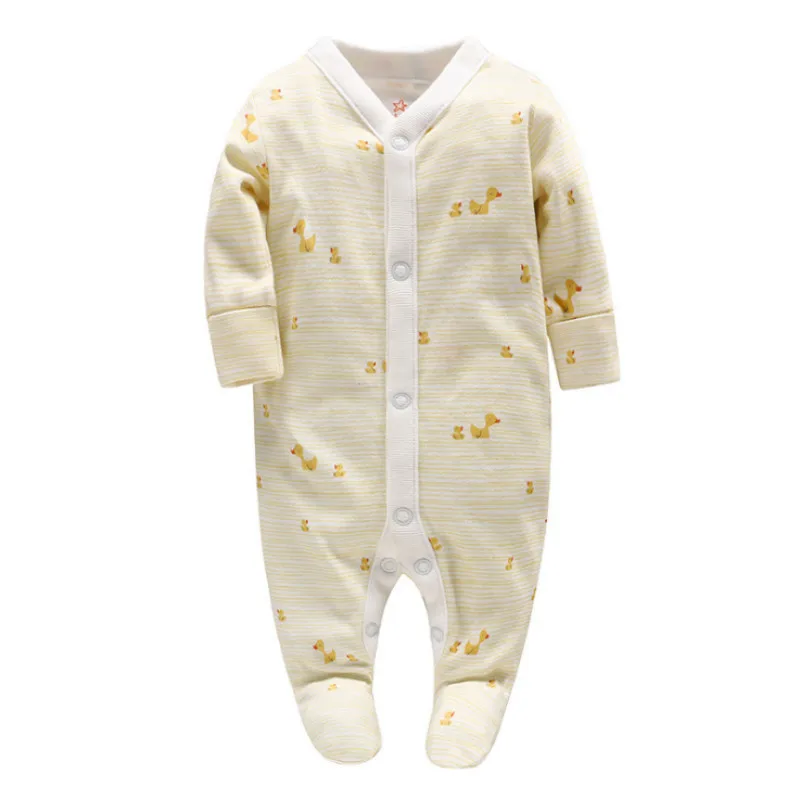 Picturesque Childhood NewBorn Baby Boy Footies Cute Yellow Duck Print Striated Cotton Covered Button O-neck Babygrow Costume 105
Picturesque Childhood NewBorn Baby Boy Footies Cute Yellow Duck Print Striated Cotton Covered Button O-neck Babygrow Costume 105