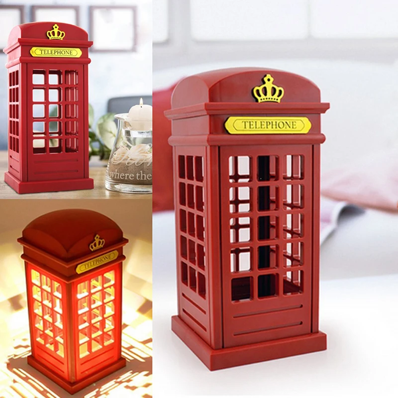 Регулируемая Ретро лондонская телефонная будка красная светильник ка USB батарея