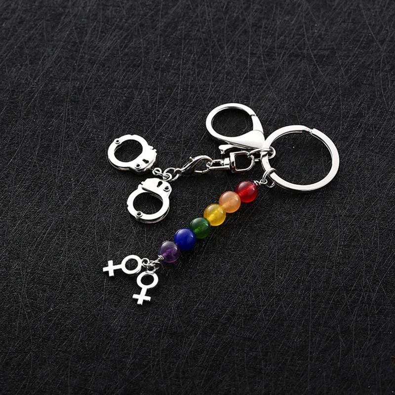 2018 New LGBT Keychain Fashion Rainbow Beads Lover Handcuff Key Ring Gays Leabian Bag Charm Car Jewelry Accessories Llaveros
2018 New LGBT Keychain Fashion Rainbow Beads Lover Handcuff Key Ring Gays Leabian Bag Charm Car Jewelry Accessories Llaveros