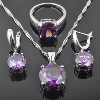 Bridal Jewelry Sets Silver Color Natural Purple Crystal Earrings For Women Costume Rings Necklace Pendant Set QZ0223
Bridal Jewelry Sets Silver Color Natural Purple Crystal Earrings For Women Costume Rings Necklace Pendant Set QZ0223