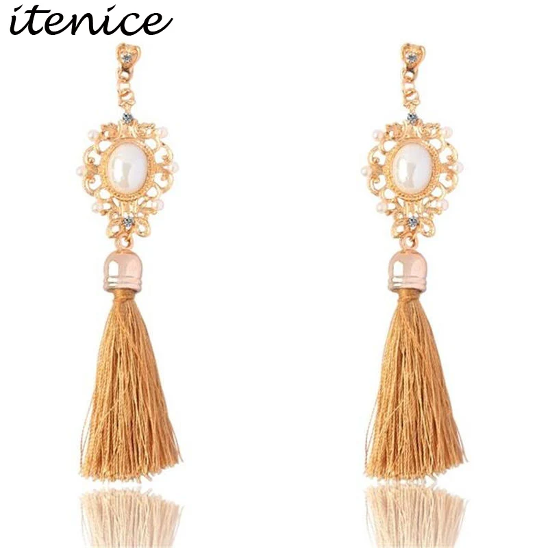 Retro Royal Imitation Pearl Long Tassel Fringing Earring Rhinestone Ethnic Wire Fashion Drop Earrings Jewelry For Women
Retro Royal Imitation Pearl Long Tassel Fringing Earring Rhinestone Ethnic Wire Fashion Drop Earrings Jewelry For Women