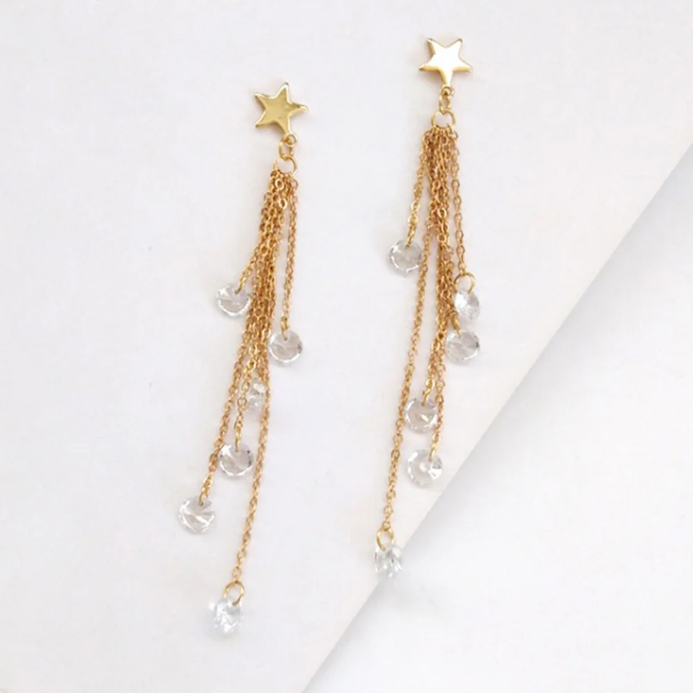 Bing Tu Korean Jewelry Gold Silver Color Long Chain Dangle Drop Earrings For Women Stars Earring Simple Tassel Earrings brincos
Bing Tu Korean Jewelry Gold Silver Color Long Chain Dangle Drop Earrings For Women Stars Earring Simple Tassel Earrings brincos