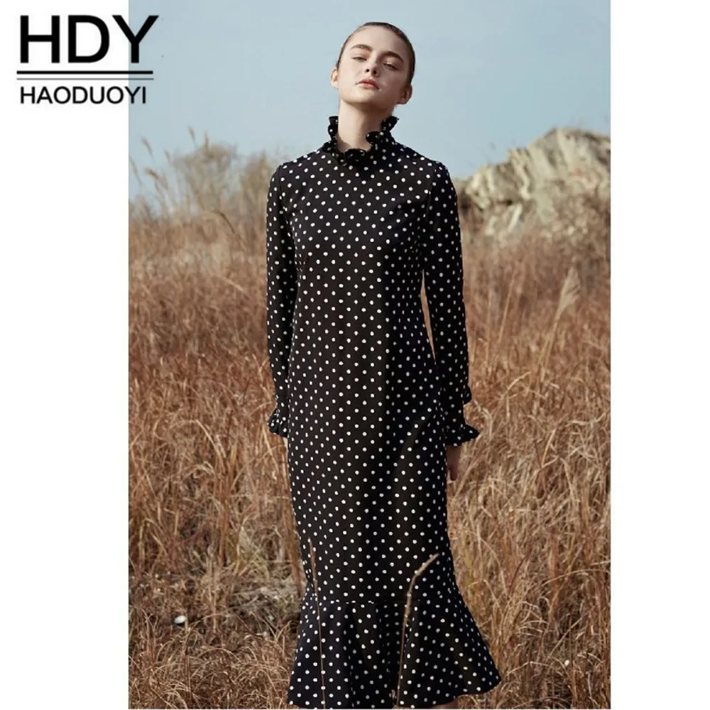 HDY Haoduoyi autumn simple temperament retro England ladies sweet lotus leaf sleeve collar elegant slender 2018 women's dress
HDY Haoduoyi autumn simple temperament retro England ladies sweet lotus leaf sleeve collar elegant slender 2018 women's dress