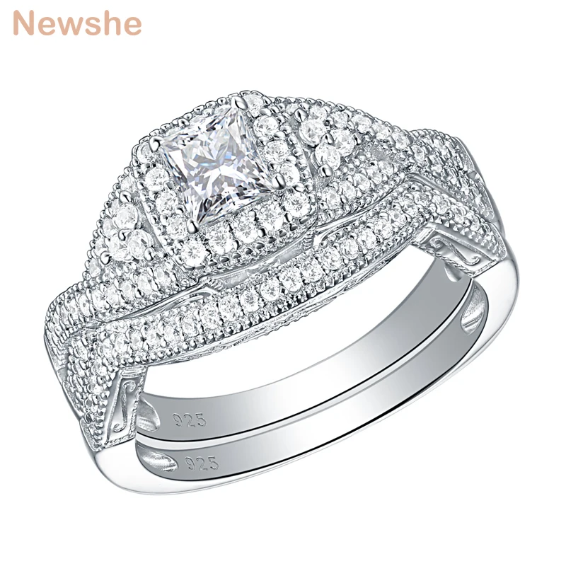 Newshe 925 Sterling Silver Vintage Wedding Ring Set For Women 1.1 Ct Princess Cut AAA CZ Classic Jewelry Engagement Rings
Newshe 925 Sterling Silver Vintage Wedding Ring Set For Women 1.1 Ct Princess Cut AAA CZ Classic Jewelry Engagement Rings