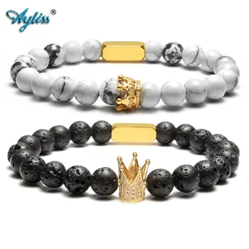Ayliss 1-2pcs Couple Lovers Bracelet His Queen Her King Bracelets 8MM Natural Stone Beads Stretch Bracelet Jewelry 6.8"inches 
Ayliss 1-2pcs Couple Lovers Bracelet His Queen Her King Bracelets 8MM Natural Stone Beads Stretch Bracelet Jewelry 6.8"inches