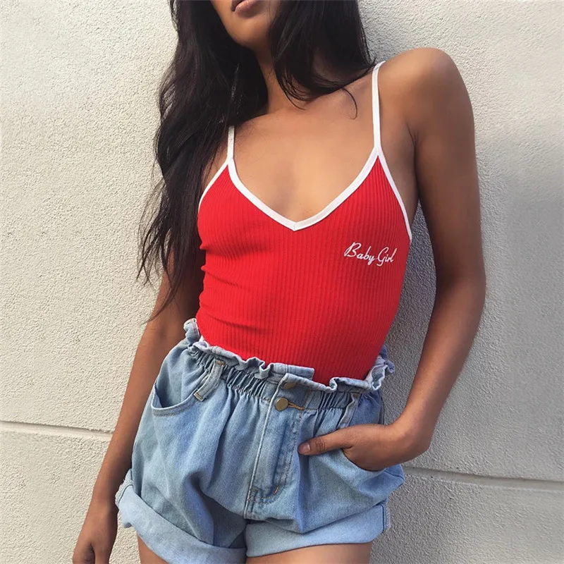 Sexy Spaghetti Strap V-Neck Skinny Bodysuits Women Fashion Embroidery Letter Sleeveless Jumpsuit Summer Romper Casual Streetwear
Sexy Spaghetti Strap V-Neck Skinny Bodysuits Women Fashion Embroidery Letter Sleeveless Jumpsuit Summer Romper Casual Streetwear