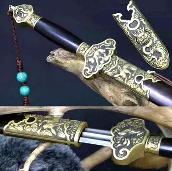 Handmade Kung Fu Sword Sharp 1060 Groove Damascus Steel Wushu Jian Zodiac Signed Ebony Handle Scabba Full Tang Can Be Cut Bamboo
Handmade Kung Fu Sword Sharp 1060 Groove Damascus Steel Wushu Jian Zodiac Signed Ebony Handle Scabba Full Tang Can Be Cut Bamboo