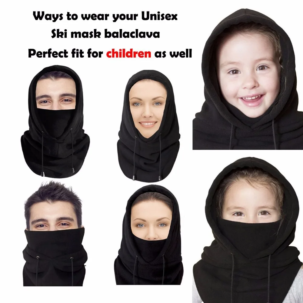 1 Windproof Ski Mask - Winter Warm Balaclava - Cold Weather Face Mask Motorcycle Neck Warmer Running Ha