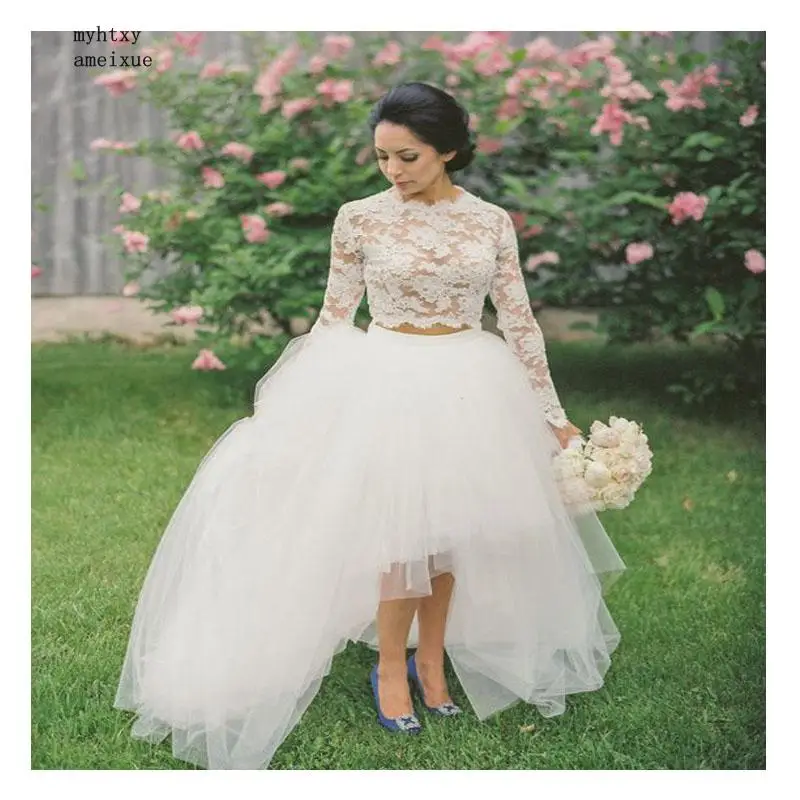 Sexy Boho Cheap White Wedding Dress Deep Lace Top 2 Pieces Bride Dress Elegant Floor Length Wedding Gown Free Shipping 2019
Sexy Boho Cheap White Wedding Dress Deep Lace Top 2 Pieces Bride Dress Elegant Floor Length Wedding Gown Free Shipping 2019