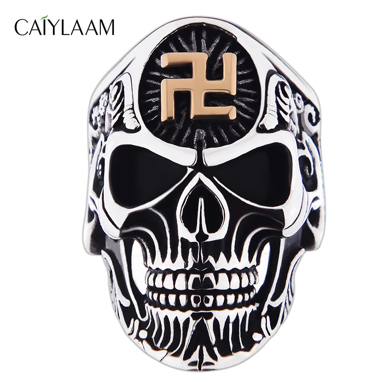 CAIYLAAM Vintage Skeleton Skull Rings For Male Hip Hop Jewelry Stainless Steel Swastika Rings Women Jewelry Gift Punk Culture
CAIYLAAM Vintage Skeleton Skull Rings For Male Hip Hop Jewelry Stainless Steel Swastika Rings Women Jewelry Gift Punk Culture