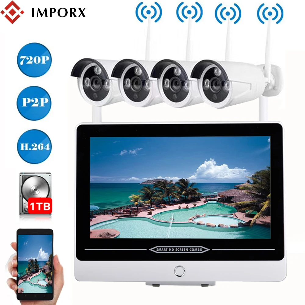 IMPORX 4CH 720P 13" LCD NVR Kit Wireless Security CCTV System 1.0MP WIFI CCTV IP Camera P2P ONVIF Outdoor Video Surveillance Set
IMPORX 4CH 720P 13" LCD NVR Kit Wireless Security CCTV System 1.0MP WIFI CCTV IP Camera P2P ONVIF Outdoor Video Surveillance Set