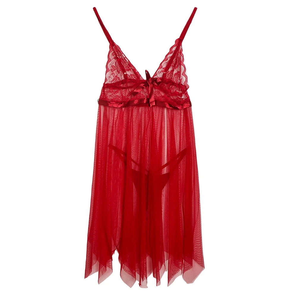 Sexy V Neck Lace Visible Mesh Lingerie Babydoll Nightgown With Thong Women Sexy Sleepwear Nightdress Strap Sleepdress
Sexy V Neck Lace Visible Mesh Lingerie Babydoll Nightgown With Thong Women Sexy Sleepwear Nightdress Strap Sleepdress