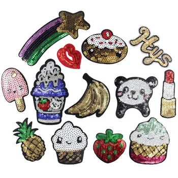 Cute Sequins Cartoon Fruit lip star panda Patches embroidered patches for clothes wedding dress clothing DIY patchwork fabric
Cute Sequins Cartoon Fruit lip star panda Patches embroidered patches for clothes wedding dress clothing DIY patchwork fabric