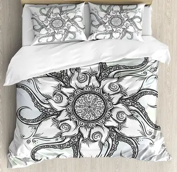 Octopus Duvet Cover Set Trippy Nautical Mandala Abstract Artwork with Tentacle and Floral Elements Design Bedding Set Grey White
Octopus Duvet Cover Set Trippy Nautical Mandala Abstract Artwork with Tentacle and Floral Elements Design Bedding Set Grey White