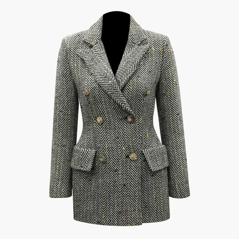Spring Fall European American Women Office Lady Long Plaid Blazer Double Breasted Diamonds Buttons Runway Weaving Blazers
Spring Fall European American Women Office Lady Long Plaid Blazer Double Breasted Diamonds Buttons Runway Weaving Blazers