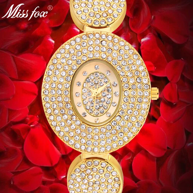 MissFox Oval Diamond Watch Women Fashion Casual Famous Brand Miss Fox Gold Watch Waterproof Round Quartz Watch with Box for Gift
MissFox Oval Diamond Watch Women Fashion Casual Famous Brand Miss Fox Gold Watch Waterproof Round Quartz Watch with Box for Gift