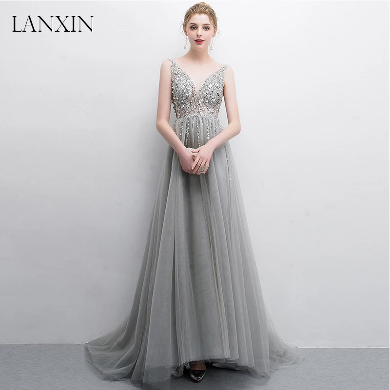 Sexy Evening Dresses Long for Women Robe de Soiree Crystal Beading V Neck Tulle Girls Prom Dress Formal Gown
Sexy Evening Dresses Long for Women Robe de Soiree Crystal Beading V Neck Tulle Girls Prom Dress Formal Gown