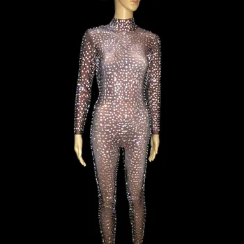 Women Sparkly Rhinestones Mesh Jumpsuit Prom Luxury Bodysuit Outfit Party Celebrate Glisten Leggings Costume Perspetive Rompers
Women Sparkly Rhinestones Mesh Jumpsuit Prom Luxury Bodysuit Outfit Party Celebrate Glisten Leggings Costume Perspetive Rompers