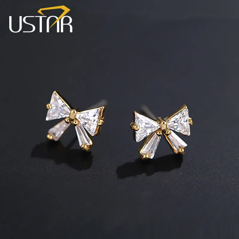 USTAR Crystals Bowknot Stud Earrings for Women Fashion Jewelry AAA Cubic Zirconia Earrings female party gift Brincos
USTAR Crystals Bowknot Stud Earrings for Women Fashion Jewelry AAA Cubic Zirconia Earrings female party gift Brincos