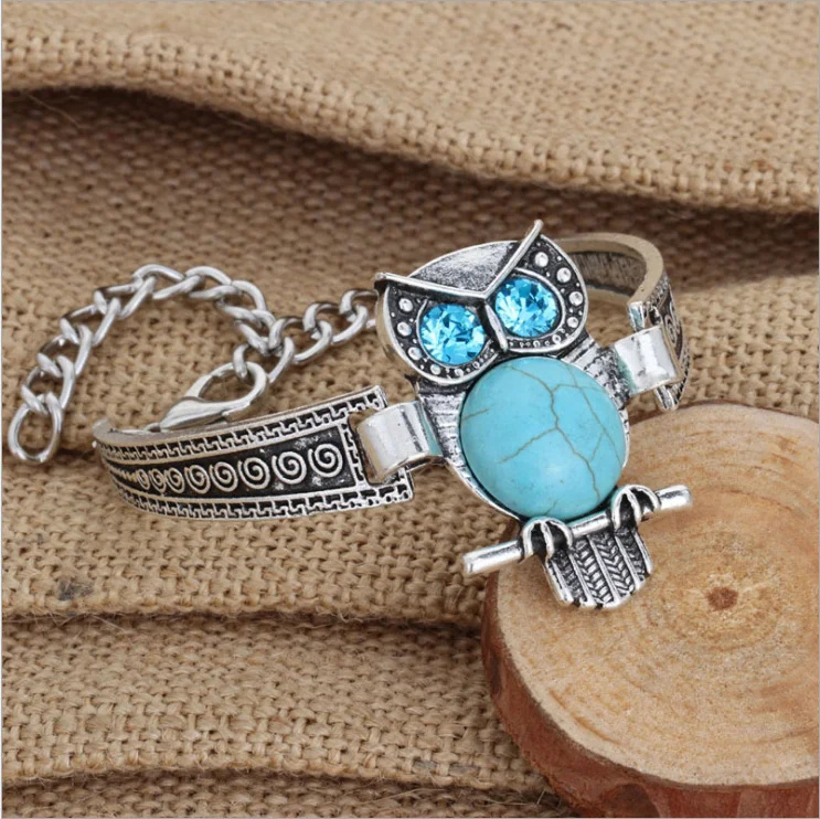 European And American Retro Owl Loose Stone Bracelet Antique Silver Ethnic Wind Carved
European And American Retro Owl Loose Stone Bracelet Antique Silver Ethnic Wind Carved