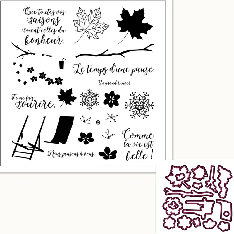 French flowers leaves Stamp And metal die for Scrapbooking Transparent Silicone Rubber DIY Photo Album Decor
French flowers leaves Stamp And metal die for Scrapbooking Transparent Silicone Rubber DIY Photo Album Decor