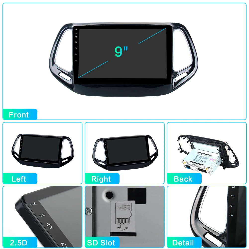 Clearance Dasaita 9" Android 9.0 Car GPS Radio Player for Jeep Compass 2017 with Octa Core 4GB+32GB Auto Stereo Multimedia 5 Clearance Dasaita 9" Android 9.0 Car GPS Radio Player for Jeep Compass 2017 with Octa Core 4GB+32GB Auto Stereo Multimedia 5