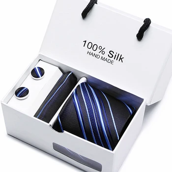 Tie Hanky Cufflinks box set 100% Silk Striped Jacquard Woven Classic Gravata necktie Set For Formal Wedding Business Party
Tie Hanky Cufflinks box set 100% Silk Striped Jacquard Woven Classic Gravata necktie Set For Formal Wedding Business Party