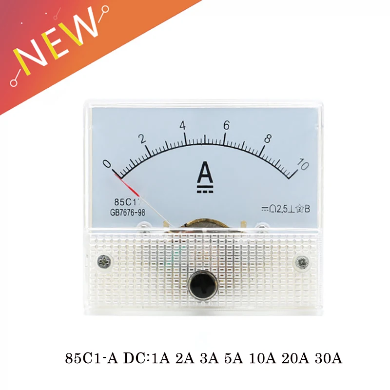Аналоговый амперметр 85C1 A DC измерительный прибор с панелью 1A 2A 3A 5A 10A 20A 30A