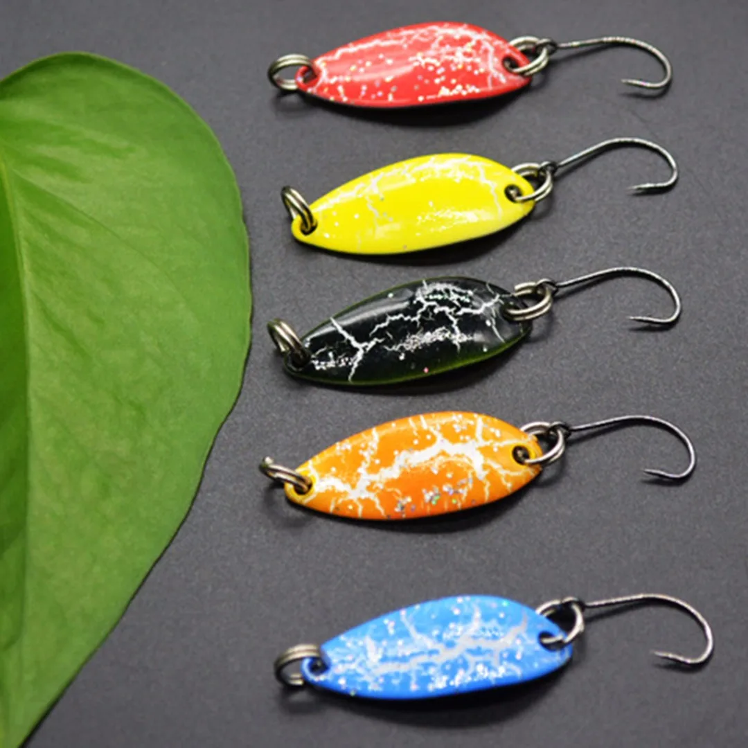 5Pcs 3.2cm/3g Wobbler Sequin Spoon Lures Artificial Bass Hard Baits Single Hook Tackle Lures Trout Blinker Fishing Tackle