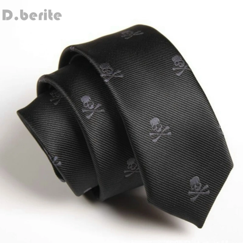 Image Men s Fashion Black Skull Wedding Neck Tie Necktie Narrow Slim Skinny SK251