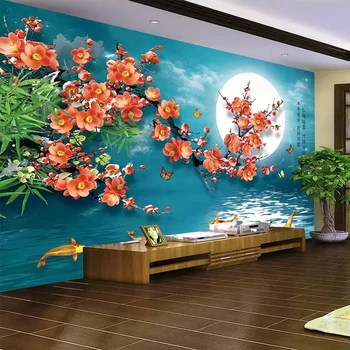 Custom 3D Photo Wallpaper Chinese Style Red Plum Flower Moon 3D Living Room TV Background Wall Home Decor Mural Papel De Parede
Custom 3D Photo Wallpaper Chinese Style Red Plum Flower Moon 3D Living Room TV Background Wall Home Decor Mural Papel De Parede