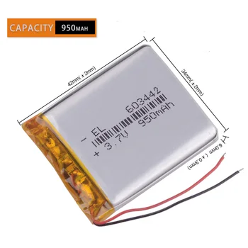 603442 063442 3.7V 950mAh Lithium polymer battery rechargeable lipo battery cdr Registrar DVR Prestige Datakam recorder
603442 063442 3.7V 950mAh Lithium polymer battery rechargeable lipo battery cdr Registrar DVR Prestige Datakam recorder