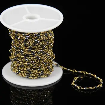 3mm,Plated Black Hematite Round Rosary Chains,Wire Wrapped Golden Brass Links Jewelry for Necklace
3mm,Plated Black Hematite Round Rosary Chains,Wire Wrapped Golden Brass Links Jewelry for Necklace