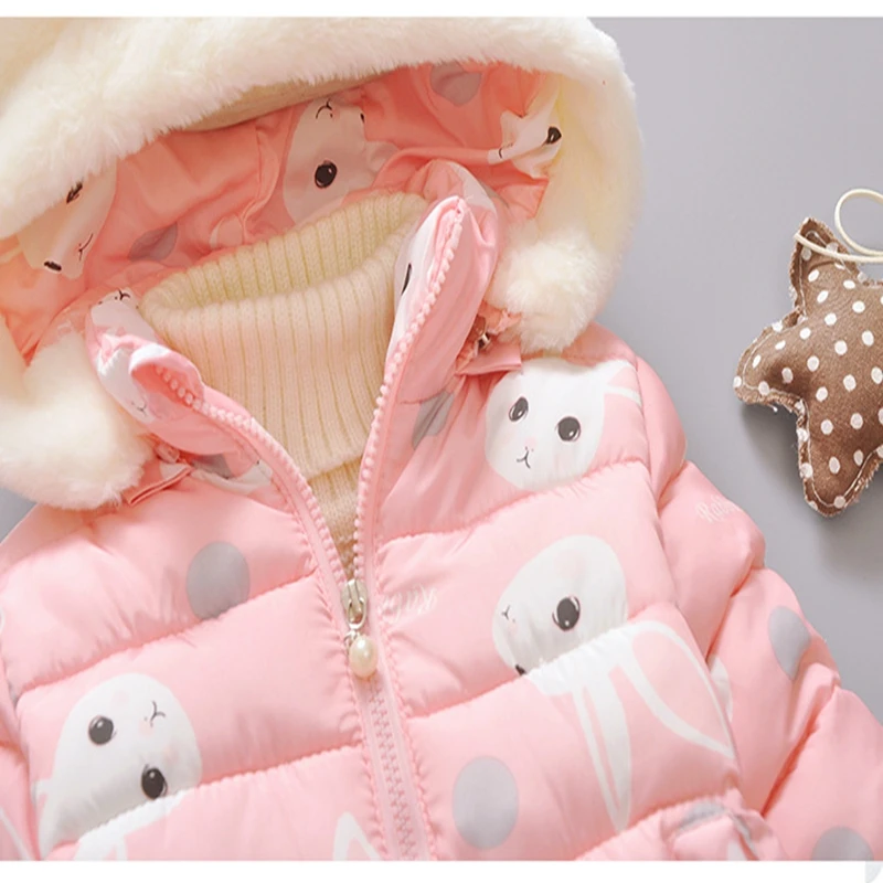 Baby girl Coat In Winter Leisure style Cartoon Rabbit head Warm and lovely zipper jacket Kids Children are not afraid of cold (6)