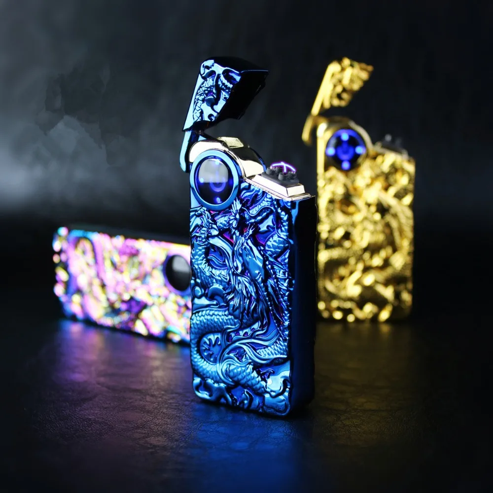 Usb-зажигалка с рельефом дракона плазменная ветрозащитная электрическая