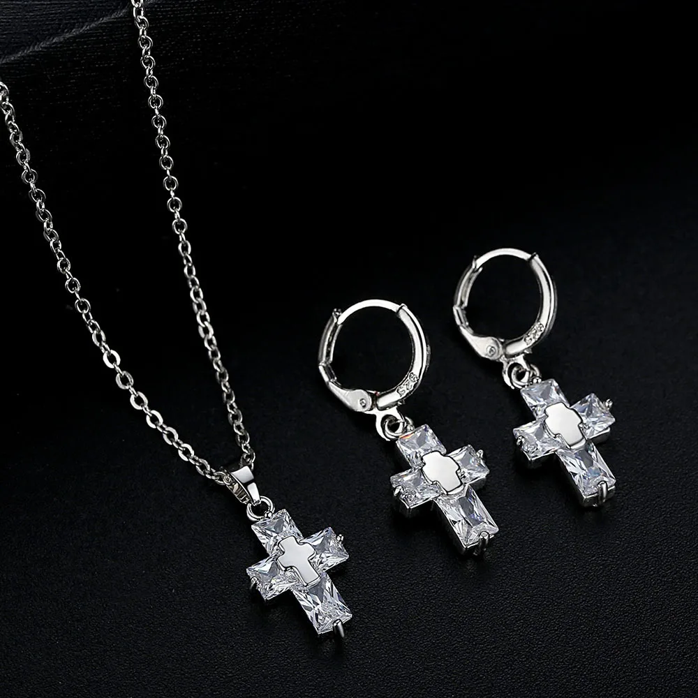 Silver/Gold/Rose Gold Color Metallic Earrings Statement Clear Cross AAA Zircon Jewelry Set for Women Female Party Jewelry Sets
Silver/Gold/Rose Gold Color Metallic Earrings Statement Clear Cross AAA Zircon Jewelry Set for Women Female Party Jewelry Sets