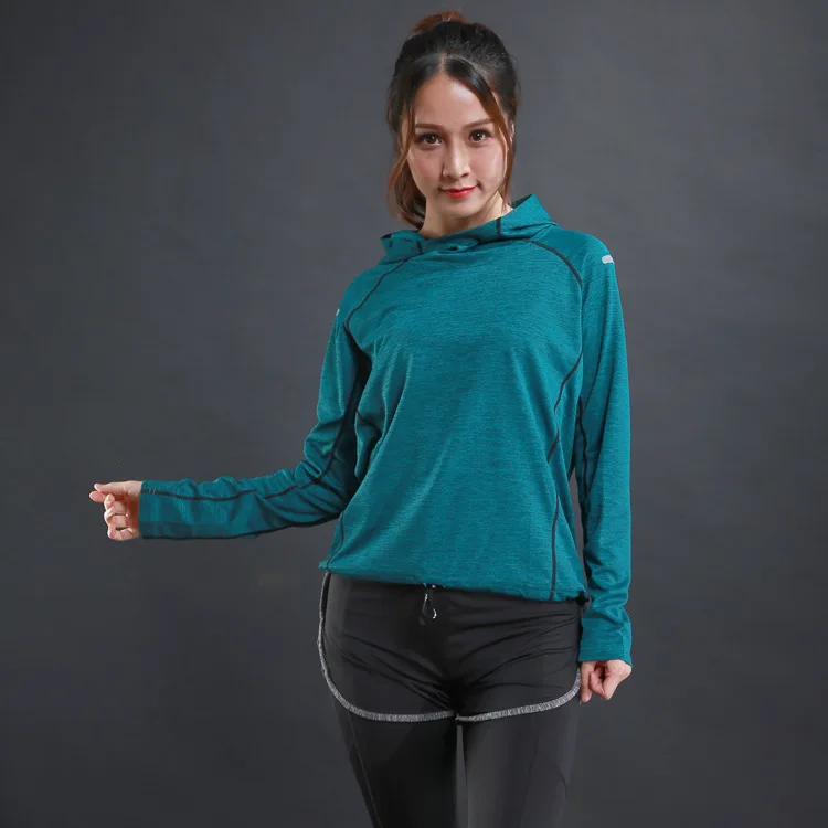 Осенняя тонкая женская футболка для бега спортивная одежда фитнеса толстовки с