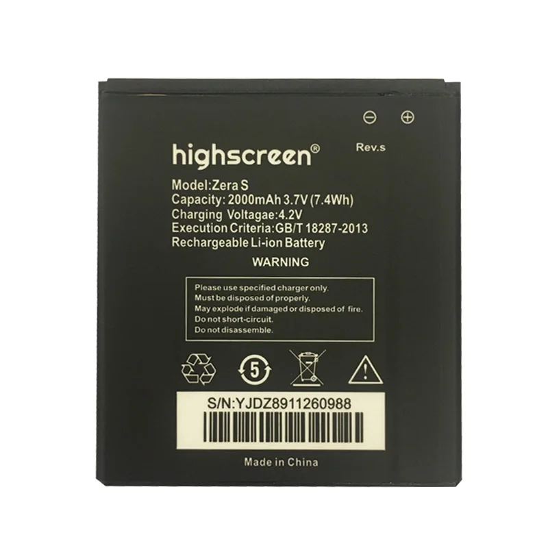1PCS Highscreen Zera S 2000mAh battery For Highscreen Zera S Rev.S phone Accumulator ( 62x57mm )
1PCS Highscreen Zera S 2000mAh battery For Highscreen Zera S Rev.S phone Accumulator ( 62x57mm )