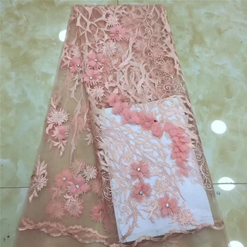 

Tollola Pink Laces Fabrics Embroidered Nigerian Guipure French Mesh Lace Fabric High Quality African French Net Lace Fabric