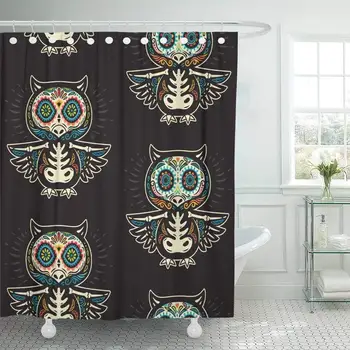 Shower Curtain Hooks Colorful Cartoon Calaveras Sugar Owl Skulls Mexican Black Holiday Dia De Muertos Decorative Bathroom
Shower Curtain Hooks Colorful Cartoon Calaveras Sugar Owl Skulls Mexican Black Holiday Dia De Muertos Decorative Bathroom