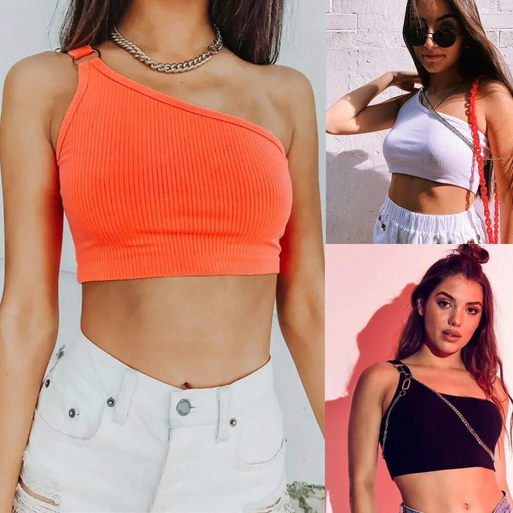 2019 Summer Women Sweet Fashion One shoulder With Chain Tube Crop Tops Strapless Bra Tank Pure Color Croped Top Female Clothes
2019 Summer Women Sweet Fashion One shoulder With Chain Tube Crop Tops Strapless Bra Tank Pure Color Croped Top Female Clothes