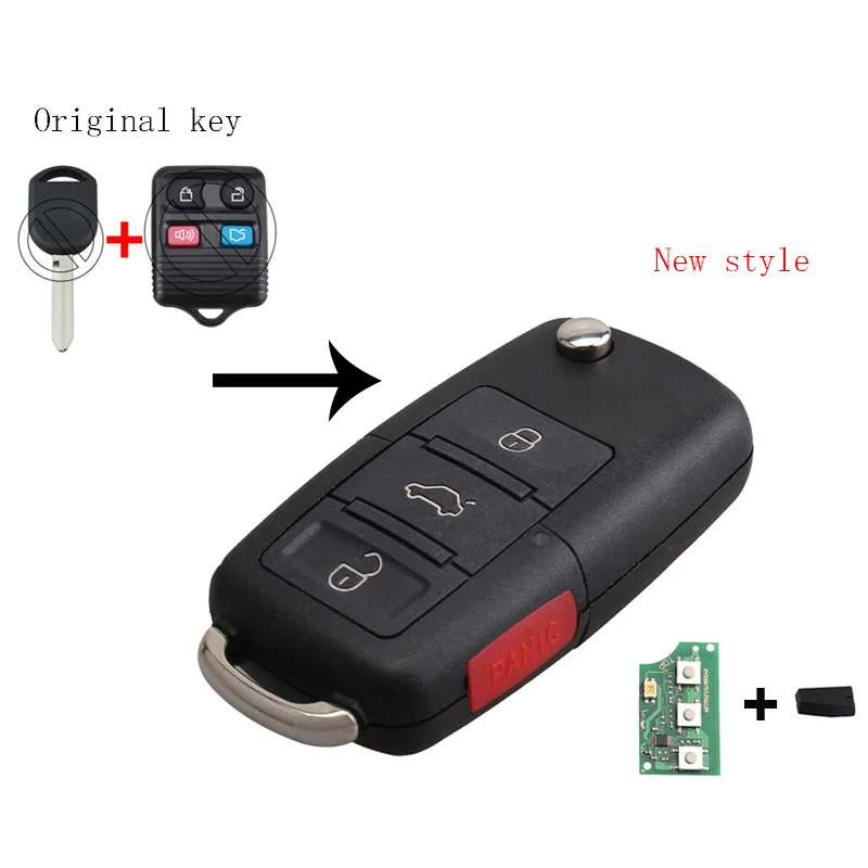 3+1 Buttons Flip Car Remote Key 315 MHZ Remote Fob for Ford F250 F350 Escape Exursion CWTWB1U331 ID63 80 Bit Chip
3+1 Buttons Flip Car Remote Key 315 MHZ Remote Fob for Ford F250 F350 Escape Exursion CWTWB1U331 ID63 80 Bit Chip