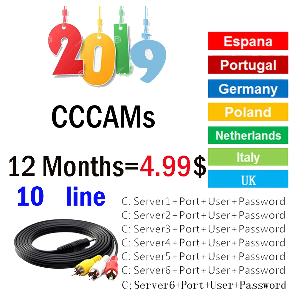 1 Year line for Satellite Receiver 7/10 Cccams Europe by V7S V8 NOVA FULL HD DVB-S2 Server Spain Italy German French
1 Year line for Satellite Receiver 7/10 Cccams Europe by V7S V8 NOVA FULL HD DVB-S2 Server Spain Italy German French