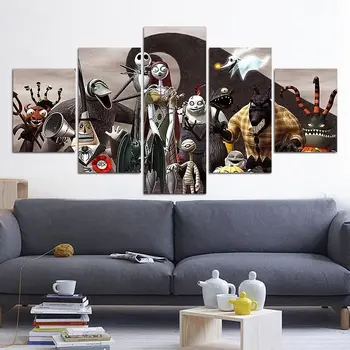

5 Pieces Canvas The Nightmare Before Christmas Modular Pictures 5 panel Canvas painting Wall Art poster and prints F228