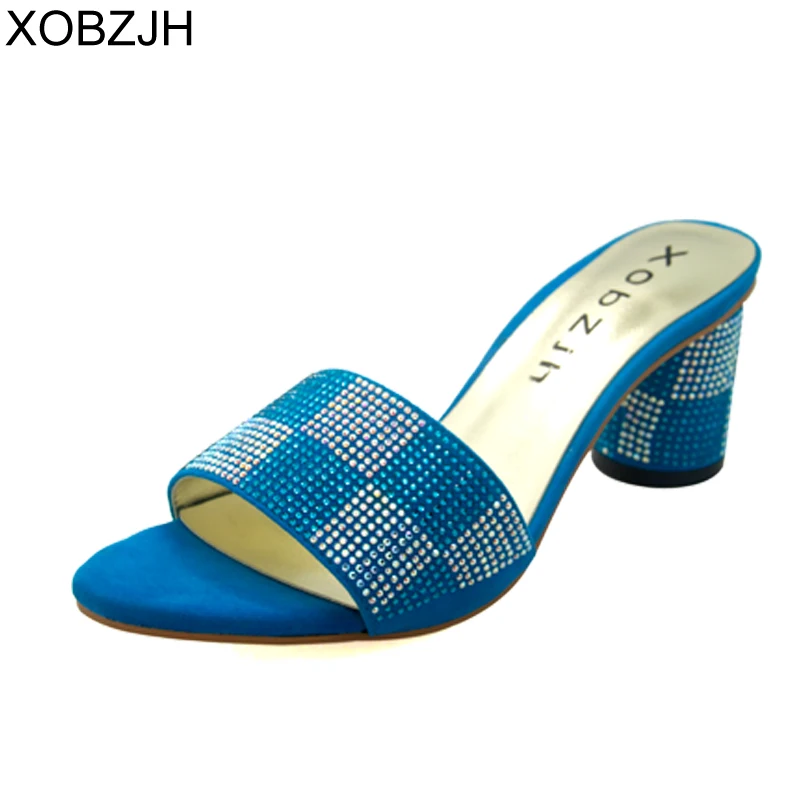 XOBZJH Women Sandals 2018 Summer Open Toe Female Slip-On Blue Rhinestone Sandals High Heel Party Shoes High 2.5 Inch Original
XOBZJH Women Sandals 2018 Summer Open Toe Female Slip-On Blue Rhinestone Sandals High Heel Party Shoes High 2.5 Inch Original