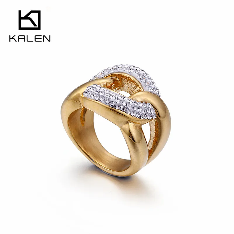 Kalen New Design Stainless Steel Gold Color Jewelry Knot Shaped Shining Rhinestone Paved Cocktail Rings For Women Aneis Bijoux
Kalen New Design Stainless Steel Gold Color Jewelry Knot Shaped Shining Rhinestone Paved Cocktail Rings For Women Aneis Bijoux