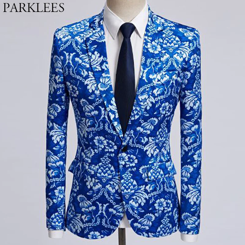 Mens Floral Print Blue Blazer Jacket Men 2019 Brand One Button Slim Fit Suit Blazer Male Party Festival Stylish Blazer Masculino
Mens Floral Print Blue Blazer Jacket Men 2019 Brand One Button Slim Fit Suit Blazer Male Party Festival Stylish Blazer Masculino