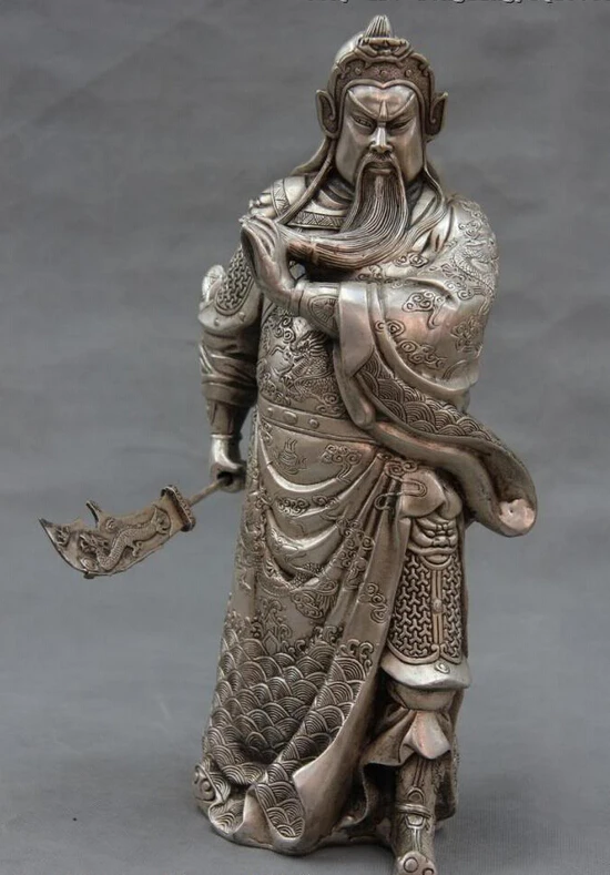 150401 S0253 China White Copper Bronze Silver Dragon Guan Gong Guan Yu Warrior Buddha Statue
150401 S0253 China White Copper Bronze Silver Dragon Guan Gong Guan Yu Warrior Buddha Statue